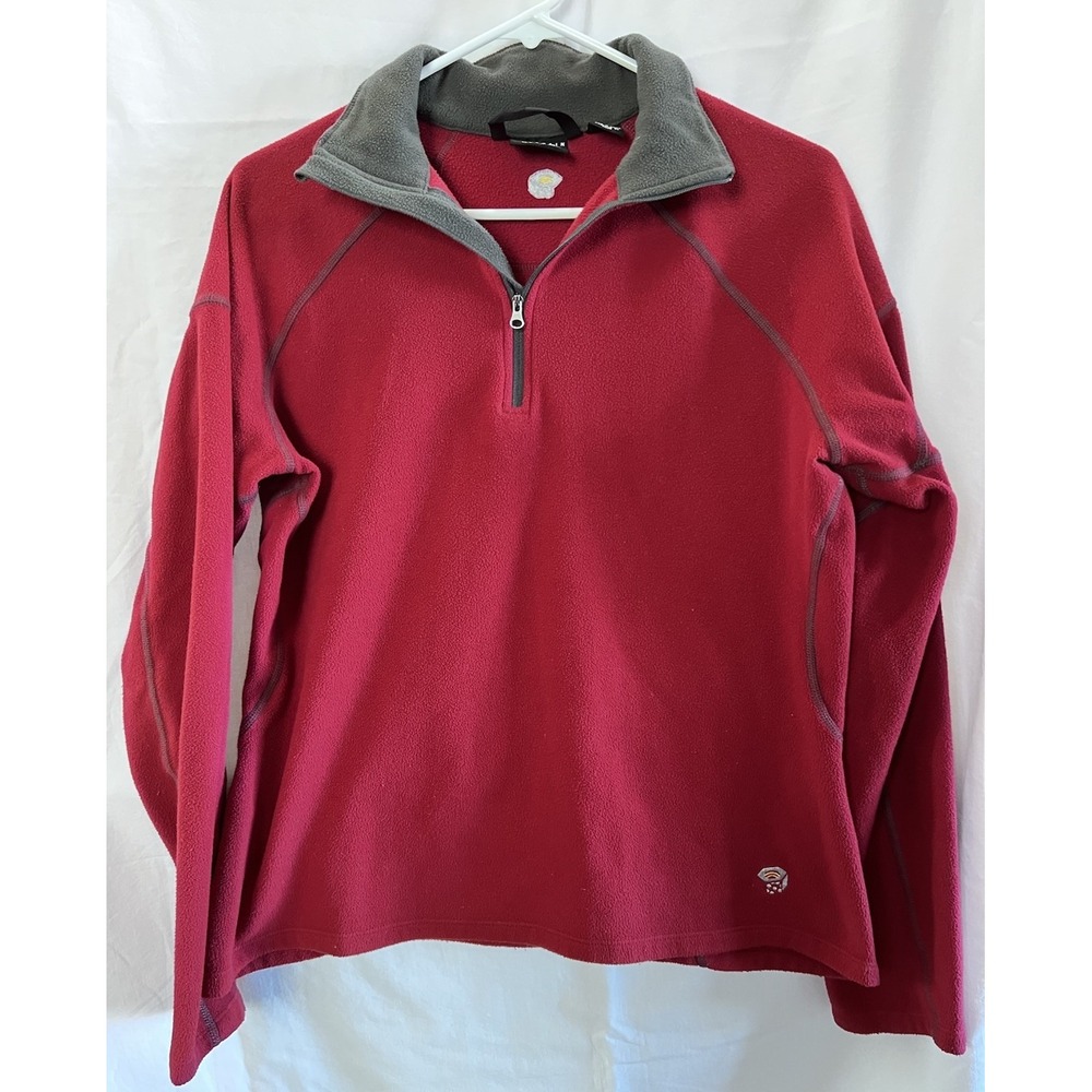 Mountain Hardwear Pullover Women's Large Red Fleece 1/4 Zip Polartec Athletic